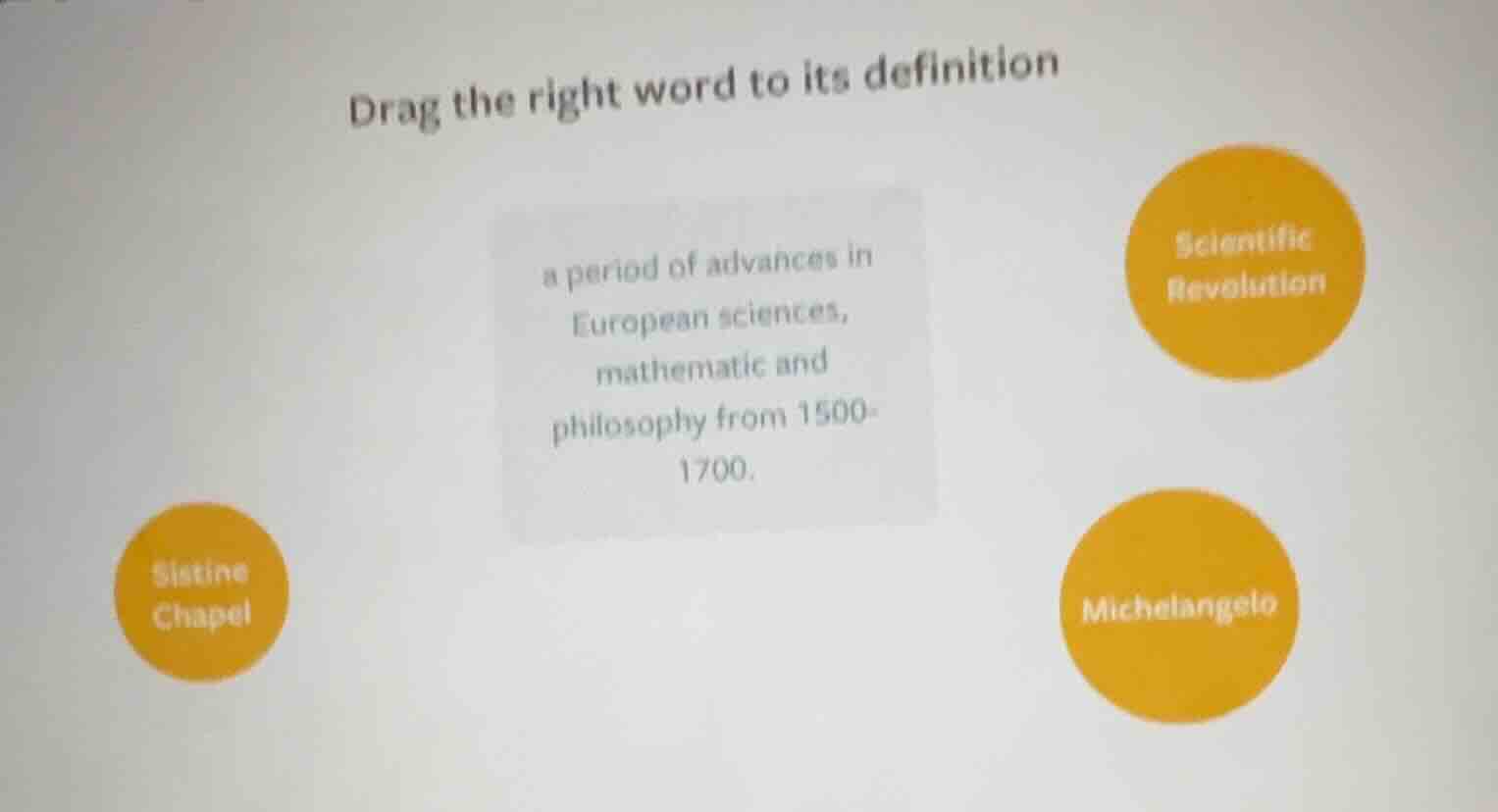 drag the right word to its definition a period of advances in european …