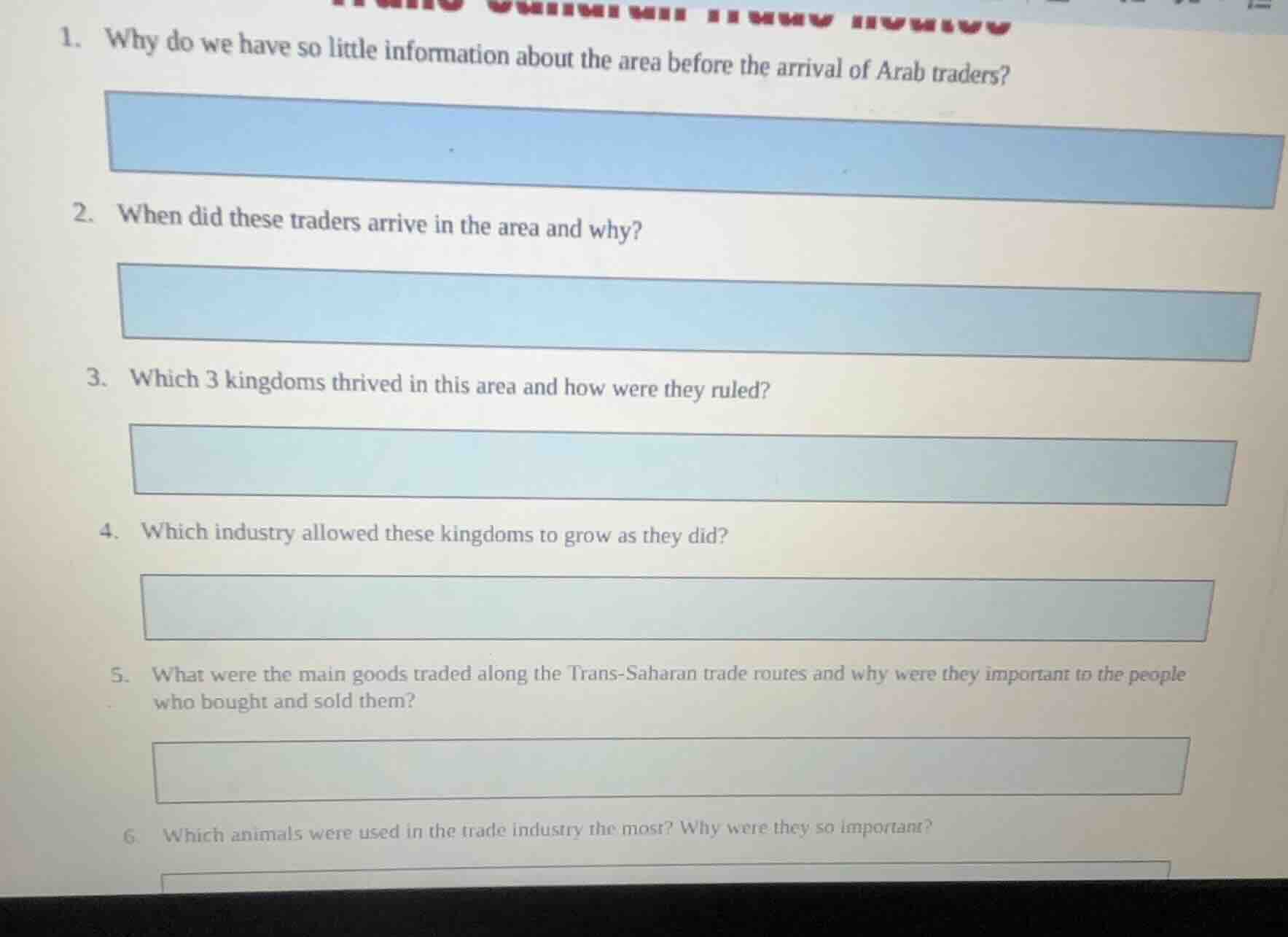 1. why do we have so little information about the area before the arriv…