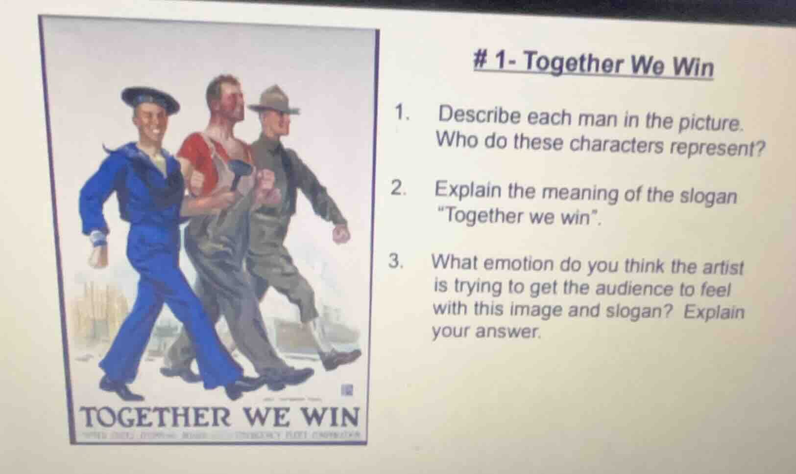 # 1- together we win 1. describe each man in the picture. who do these …