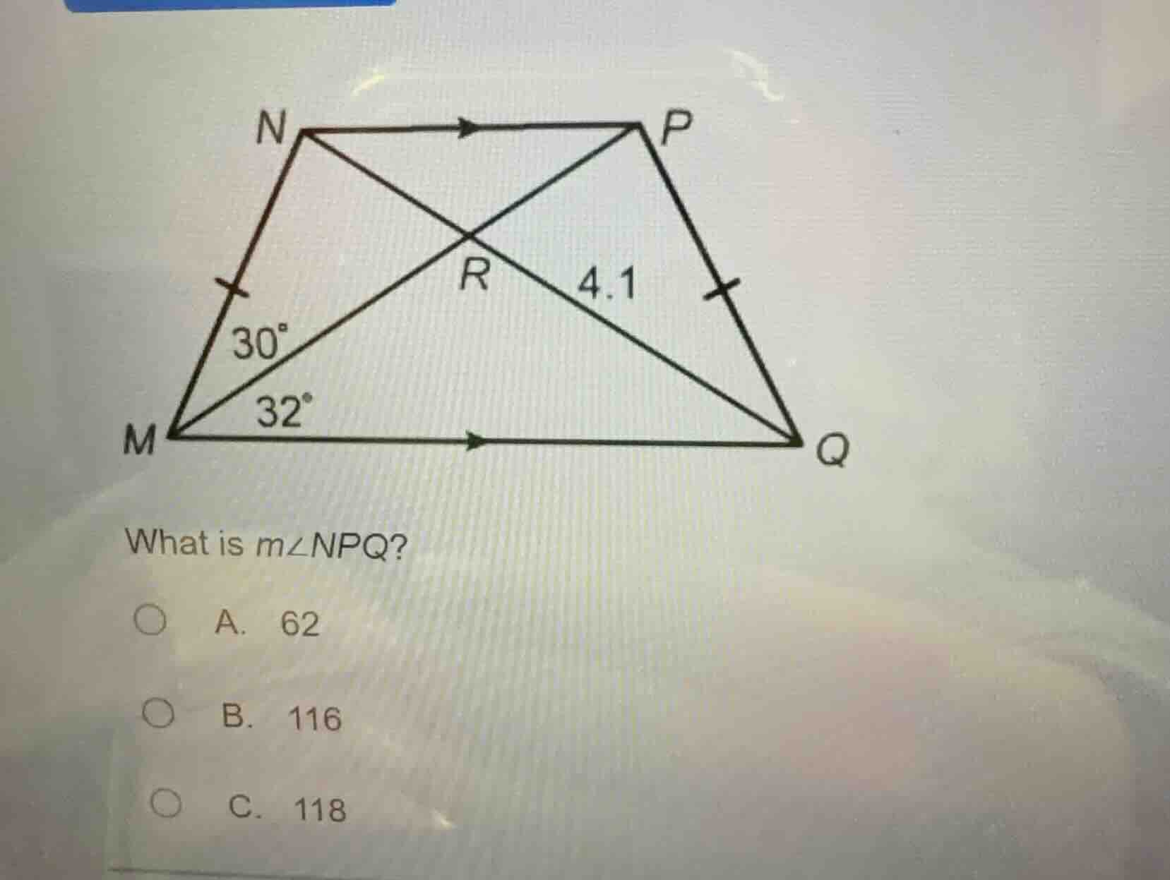 what is ( mangle npq )? a. 62 b. 116 c. 118