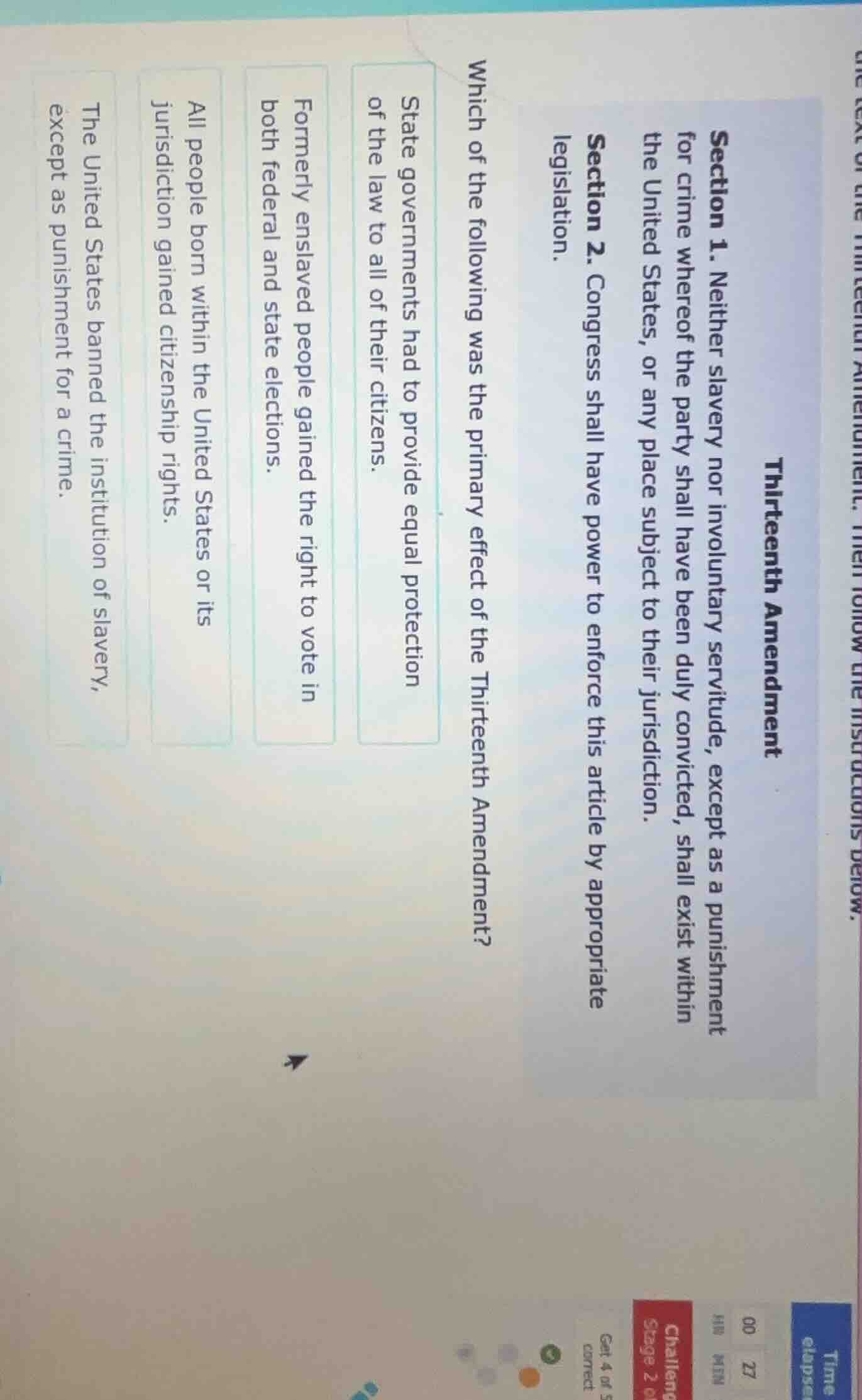 thirteenth amendment section 1. neither slavery nor involuntary servitu…