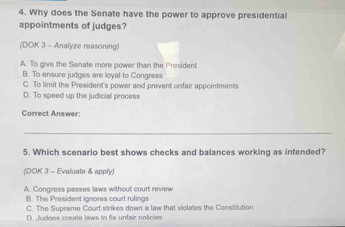 4. why does the senate have the power to approve presidential appointme…