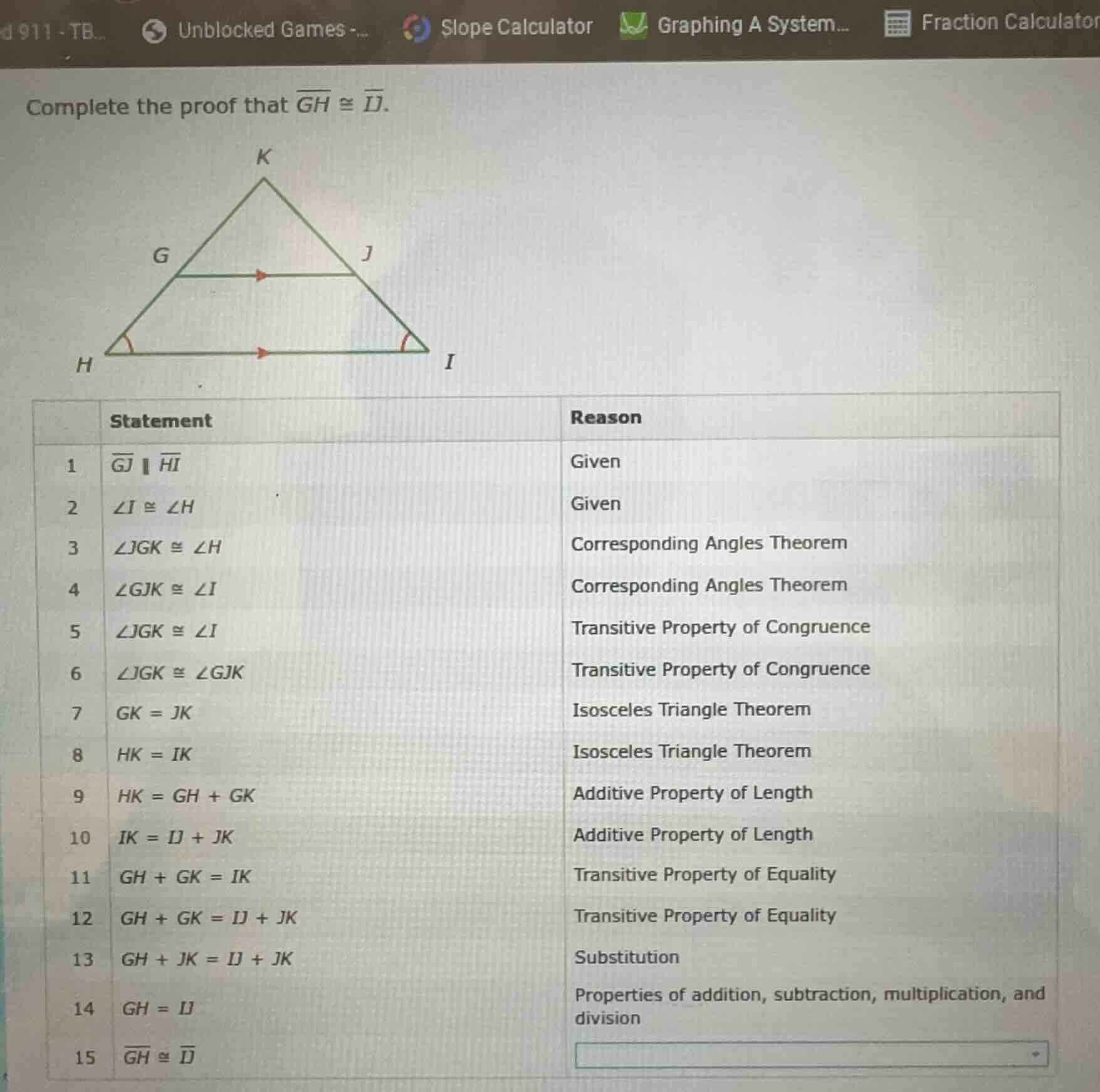 complete the proof that \\(\\overline{gh} \\cong \\overline{ij}\\). (im…