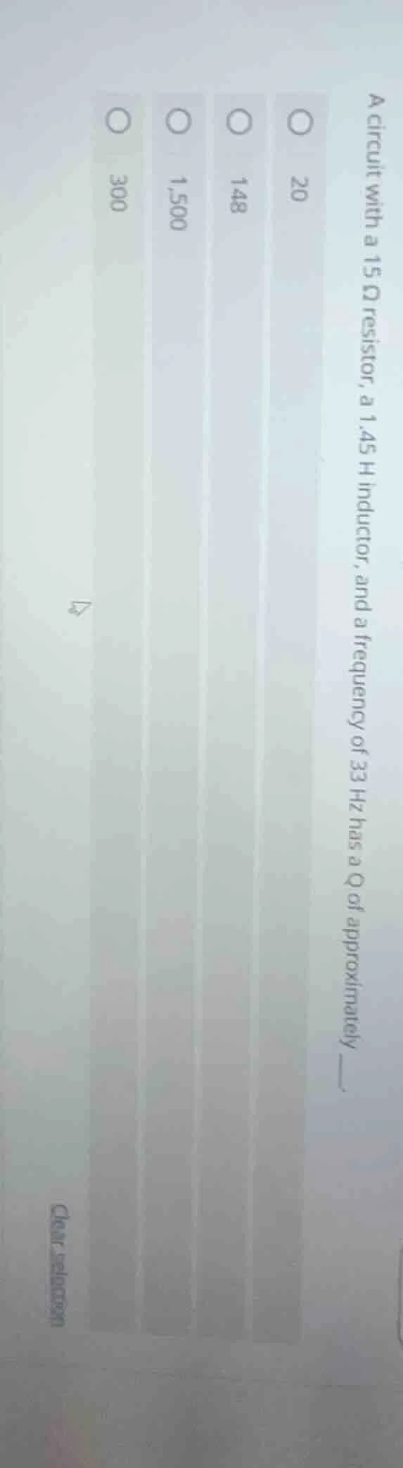 a circuit with a 15 ω resistor, a 1.45 h inductor, and a frequency of 3…