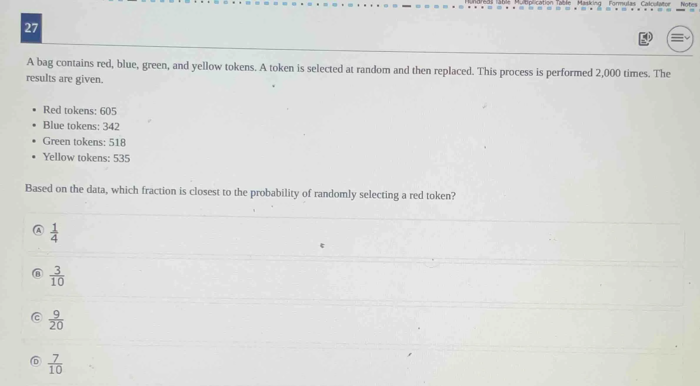 a bag contains red, blue, green, and yellow tokens. a token is selected…