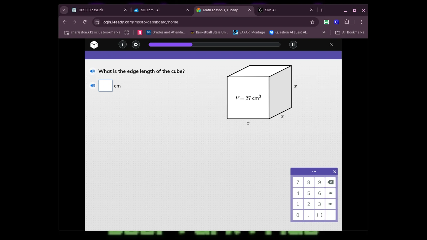 what is the edge length of the cube? □ cm v = 27 cm³