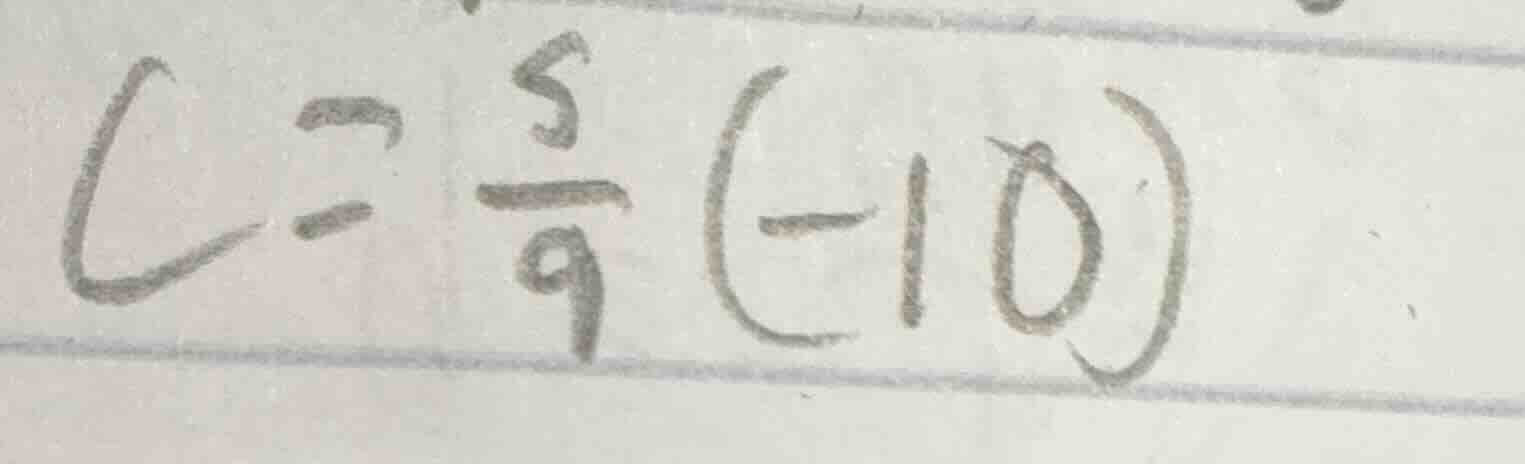 c = \\frac{5}{9}(-10)