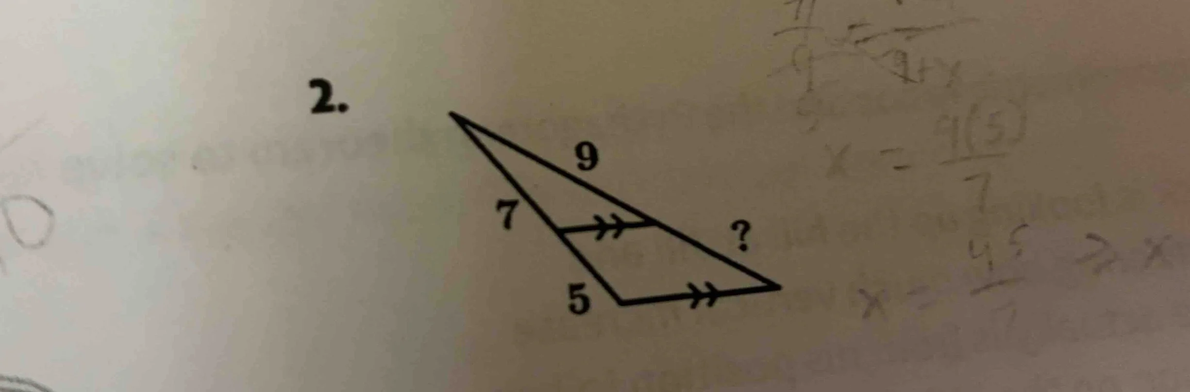 2. (triangle with side lengths 7, 5, 9 and a missing side marked with? …