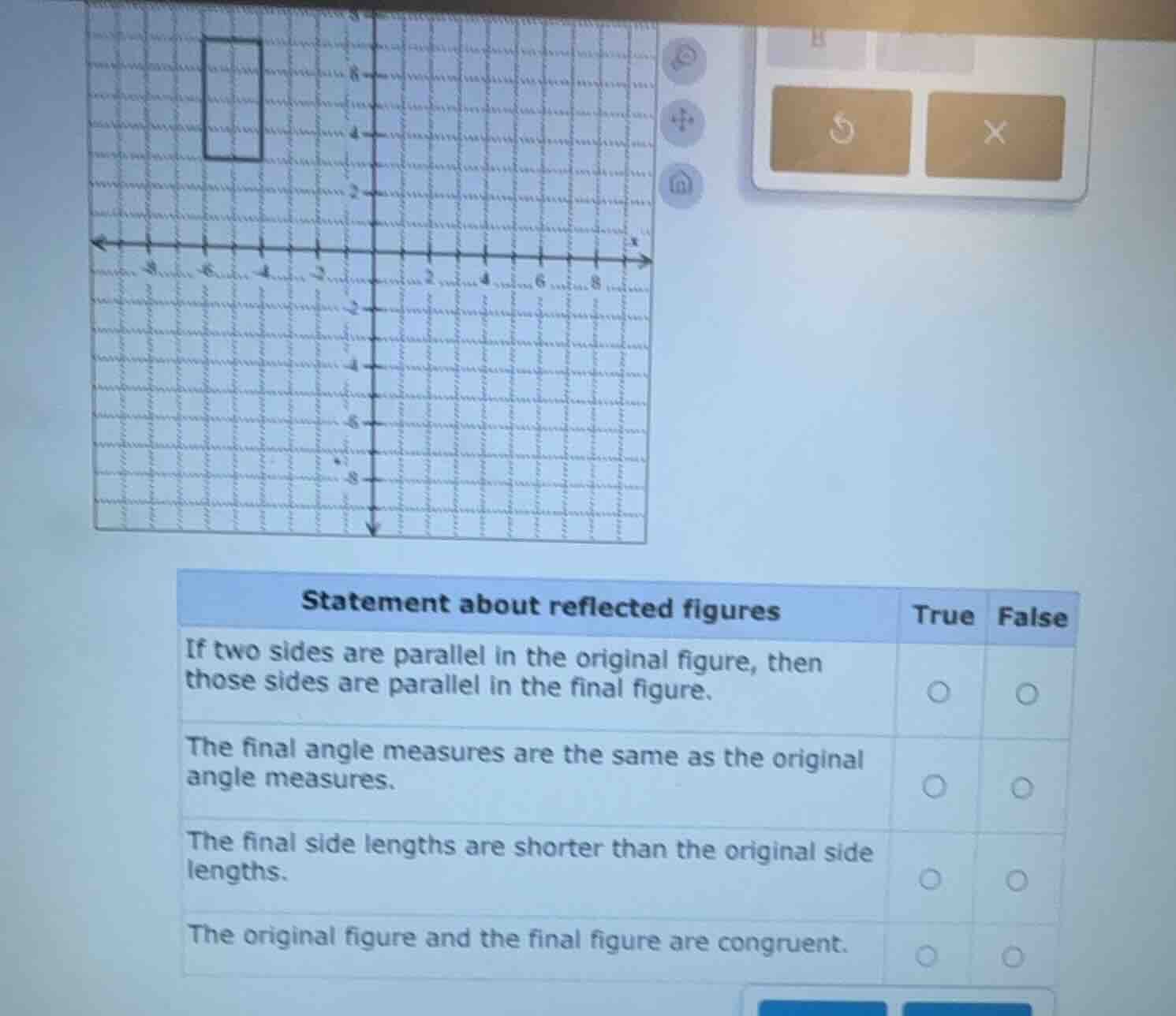 statement about reflected figures true false if two sides are parallel …