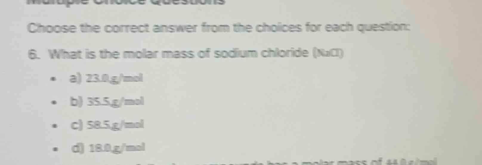 choose the correct answer from the choices for each question: 6. what i…