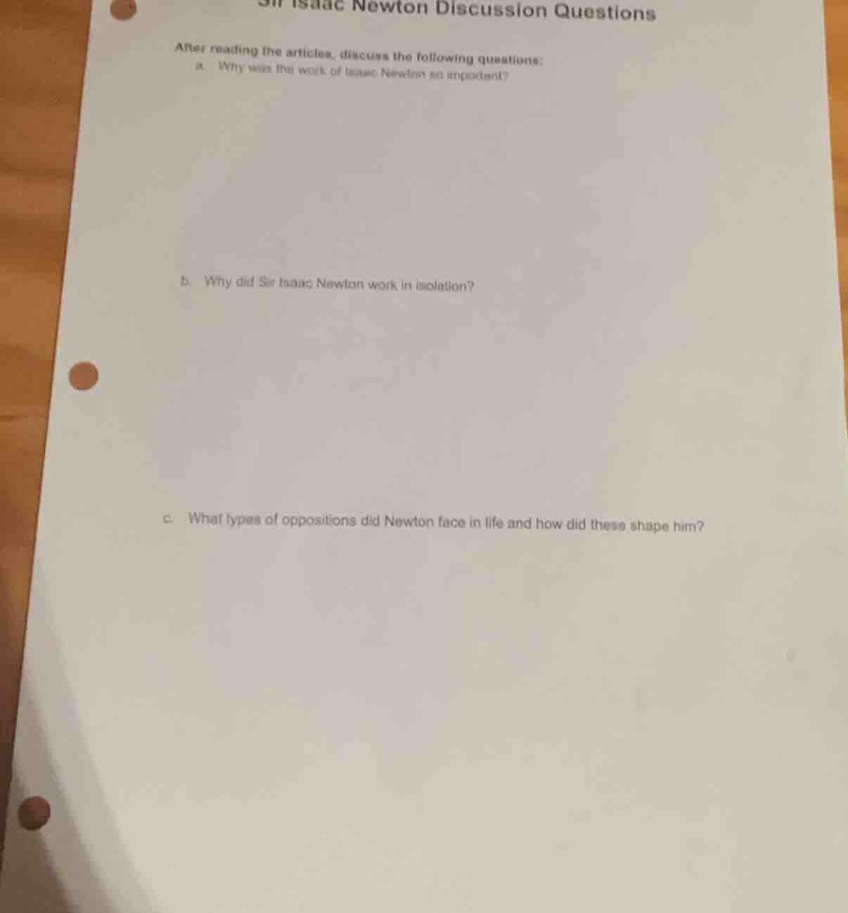 sir isaac newton discussion questions after reading the article, discus…