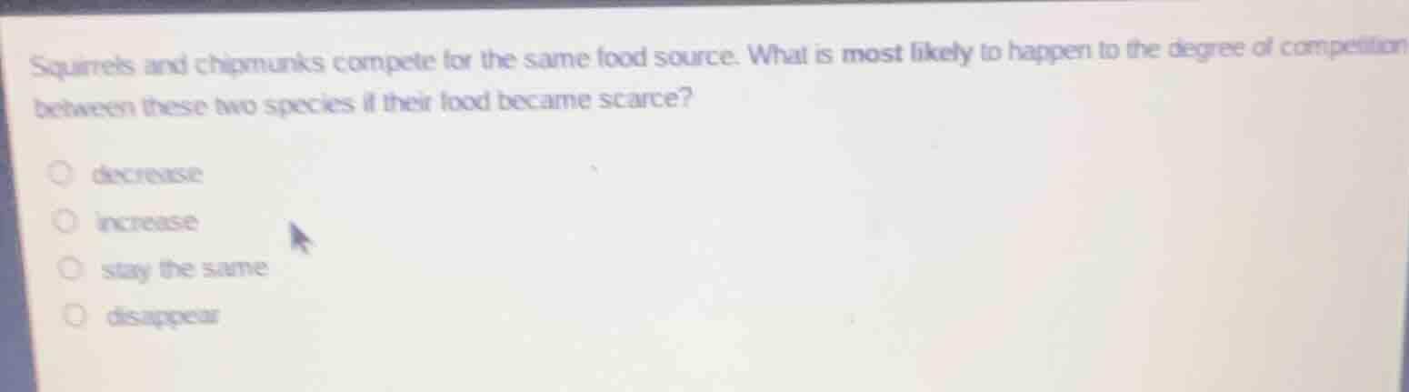 squirrels and chipmunks compete for the same food source. what is most …
