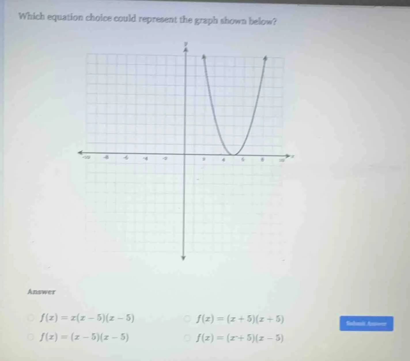 which equation choice could represent the graph shown below? answer $f(…