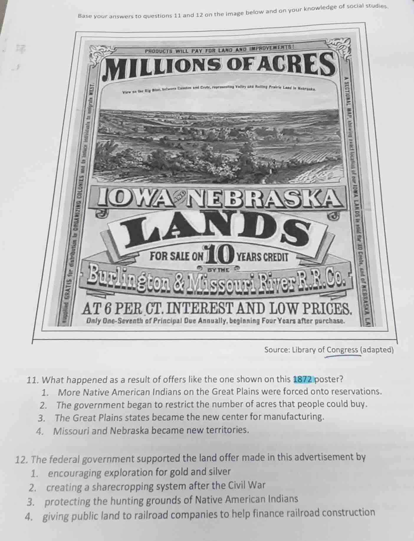 base your answers to questions 11 and 12 on the image below and on your…