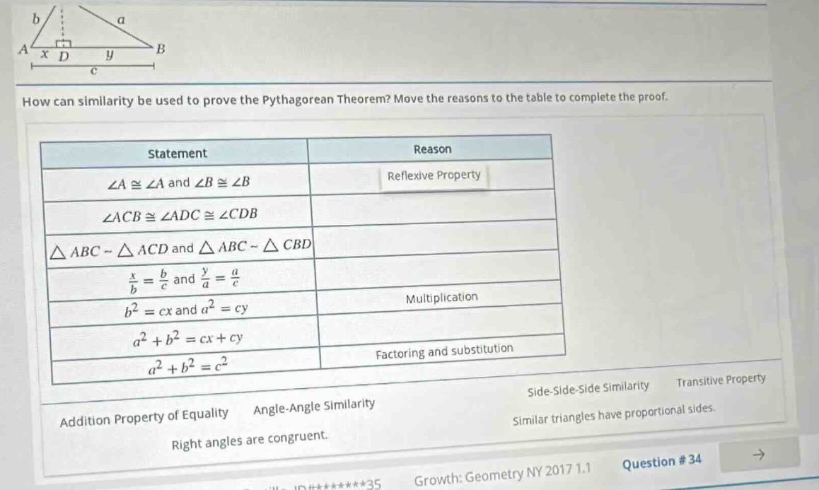 how can similarity be used to prove the pythagorean theorem? move the r…