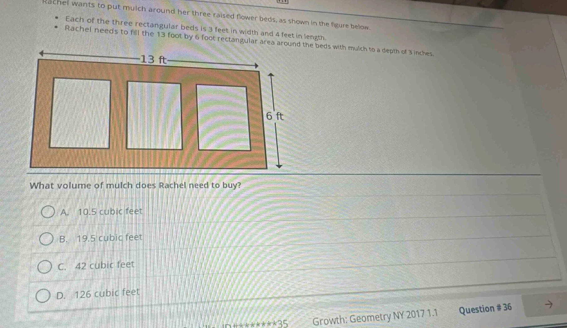 rachel wants to put mulch around her three raised flower beds, as shown…