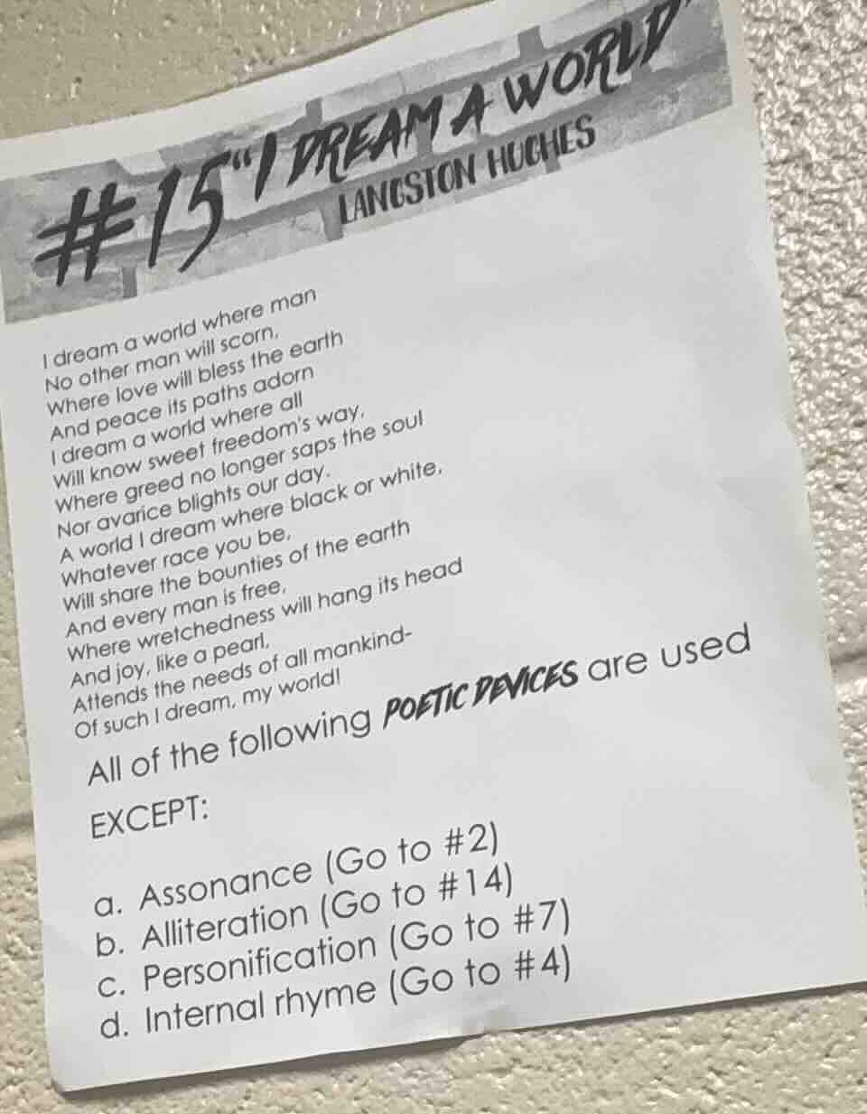 #15 \i dream a world\ langston hughes i dream a world where man no othe…