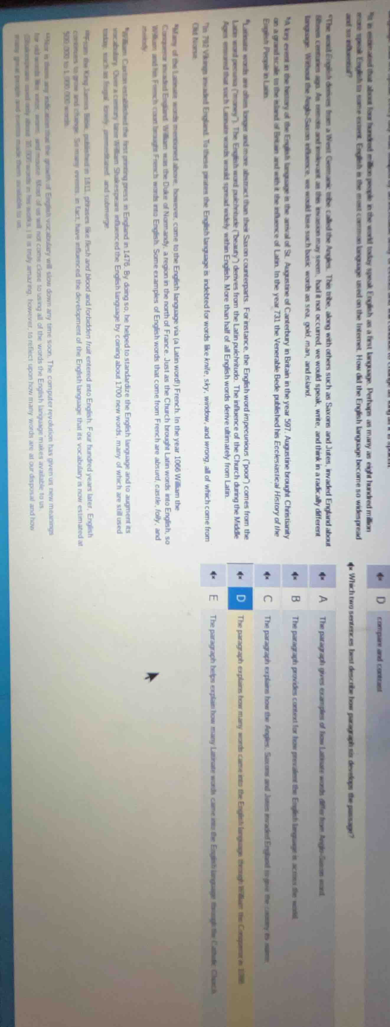 which two sentences best describe how paragraph 6 develops the passage?…