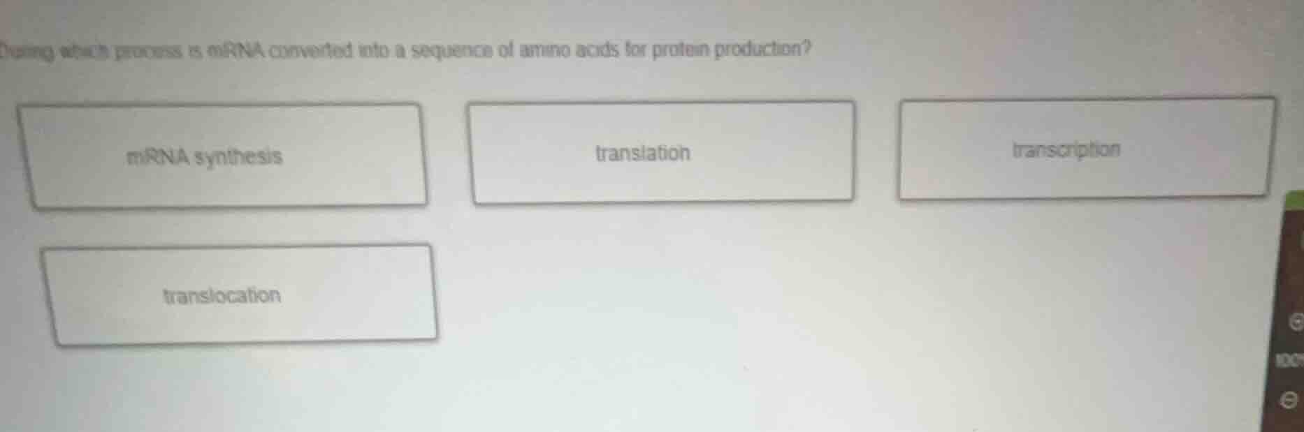 during which process is mrna converted into a sequence of amino acids f…