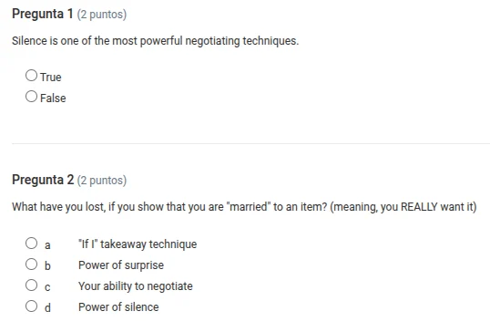 pregunta 1 (2 puntos) silence is one of the most powerful negotiating t…