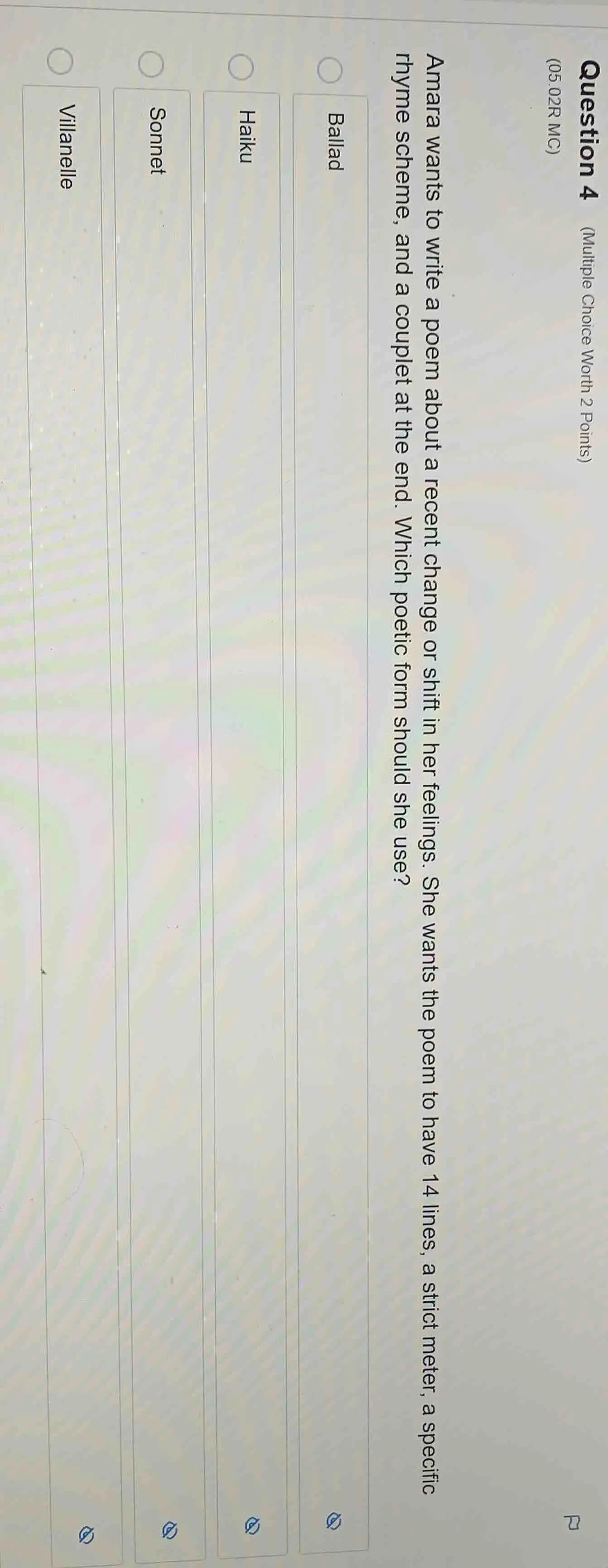 question 4 (multiple choice worth 2 points) (05.02r mc) amara wants to …