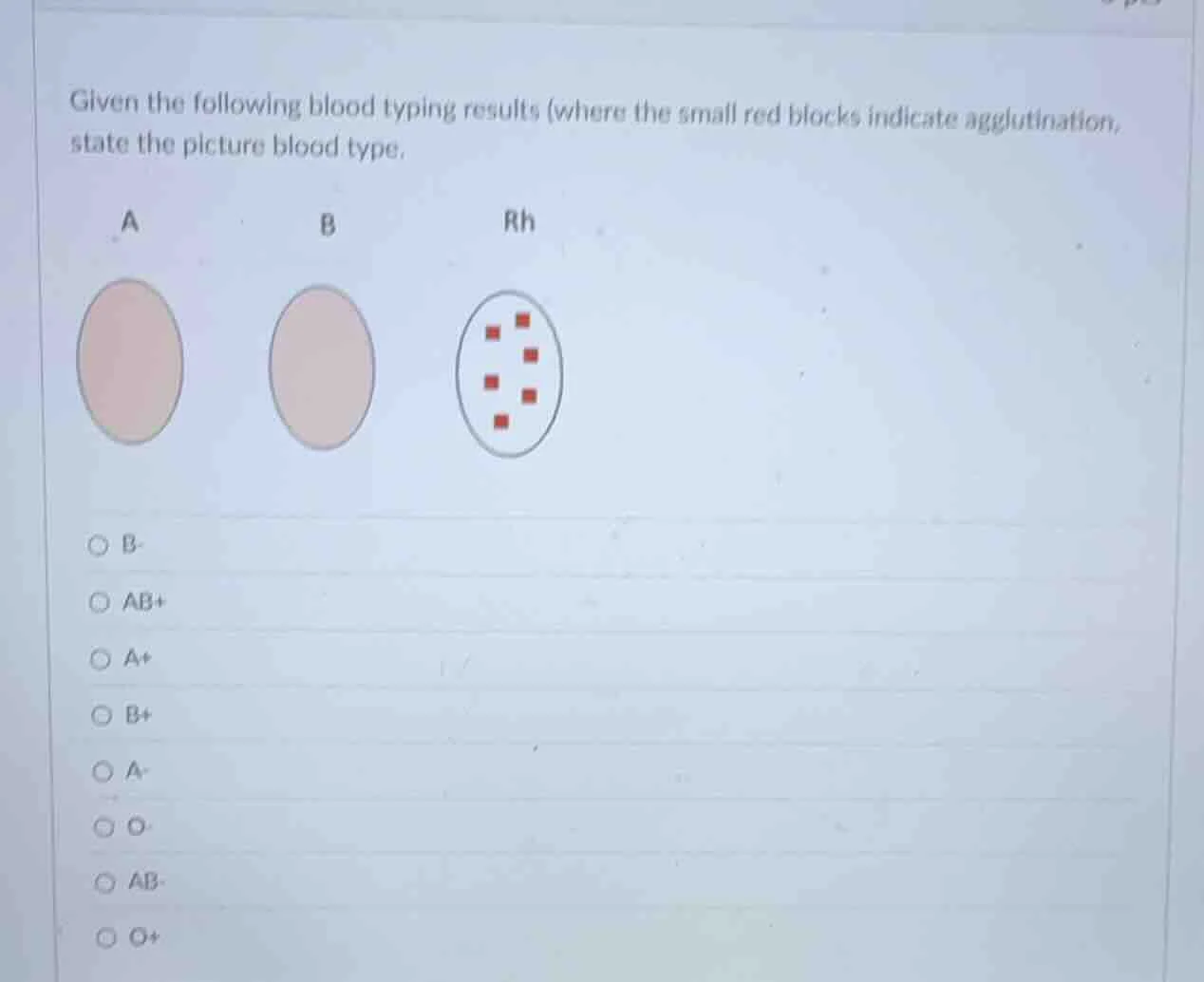 given the following blood typing results (where the small red blocks in…