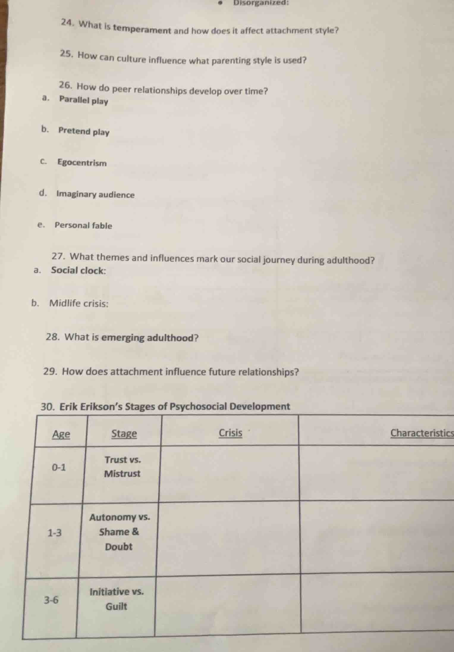 24. what is temperament and how does it affect attachment style? 25. ho…