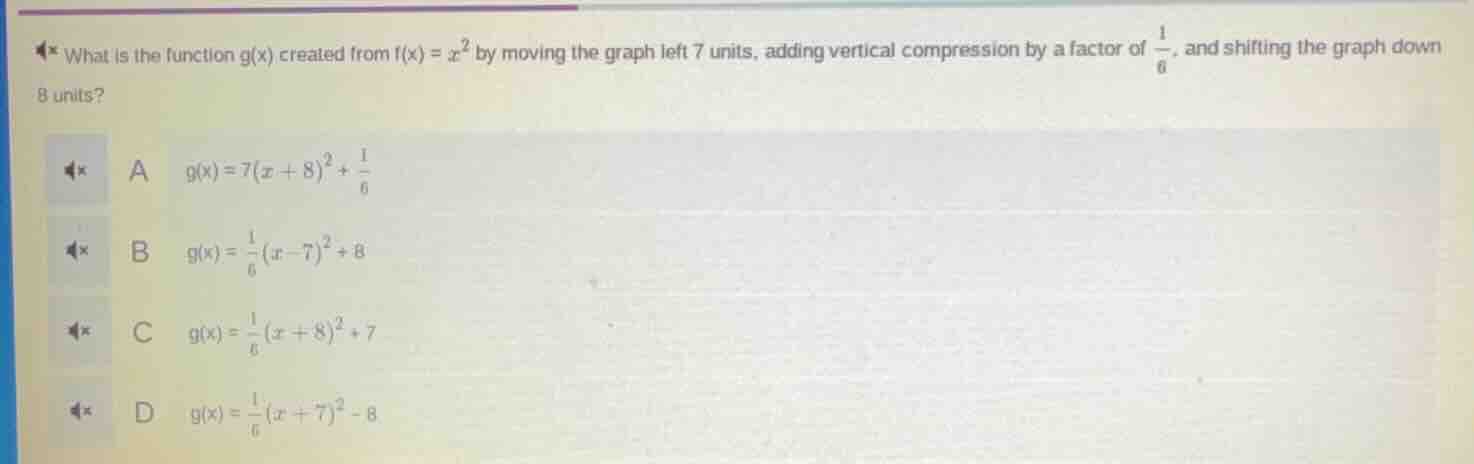 what is the function ( g(x) ) created from ( f(x) = x^2 ) by moving the…