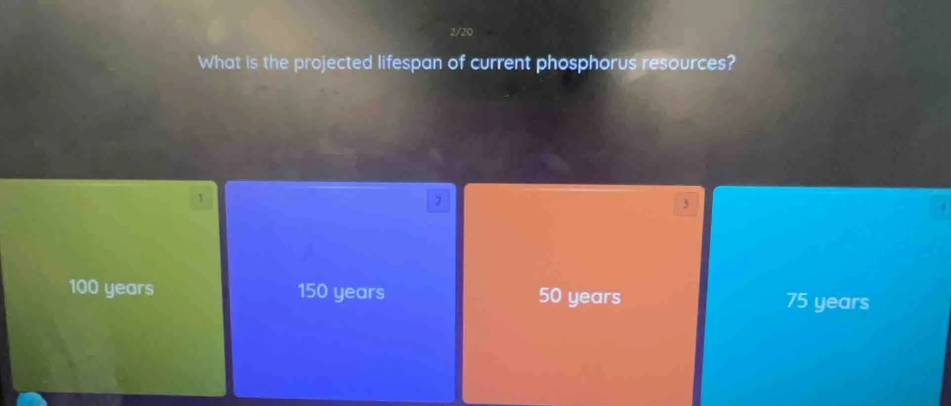 what is the projected lifespan of current phosphorus resources? 100 yea…
