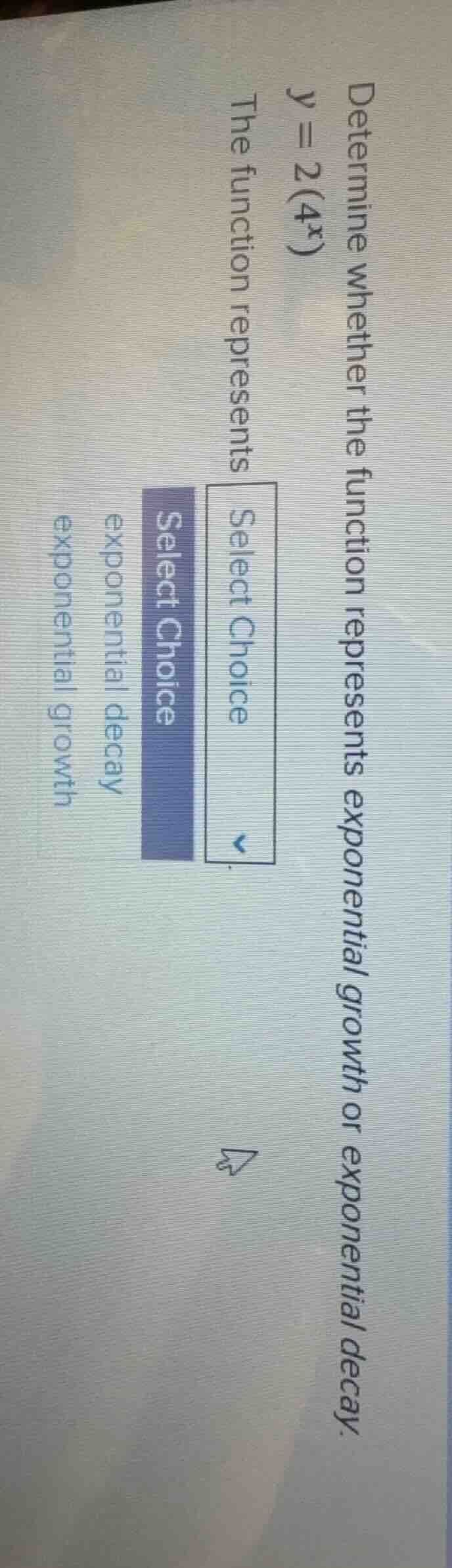 determine whether the function represents exponential growth or exponen…