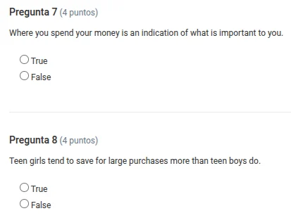 pregunta 7 (4 puntos) where you spend your money is an indication of wh…