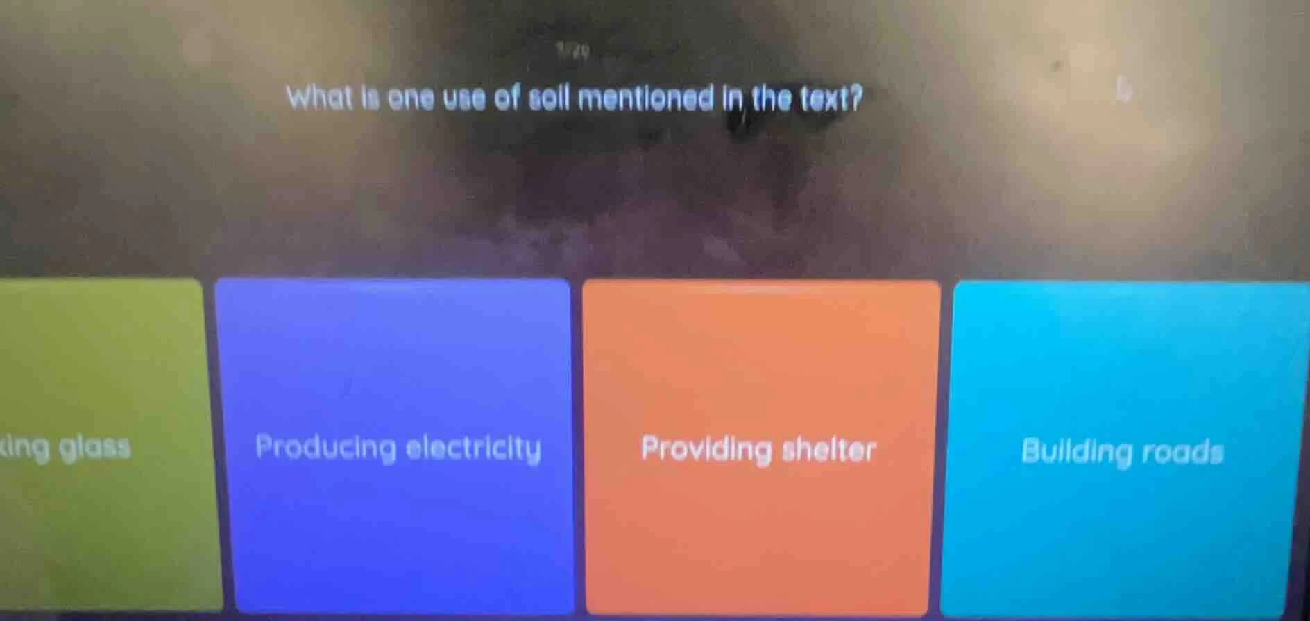 what is one use of soil mentioned in the text? ing glass producing elec…