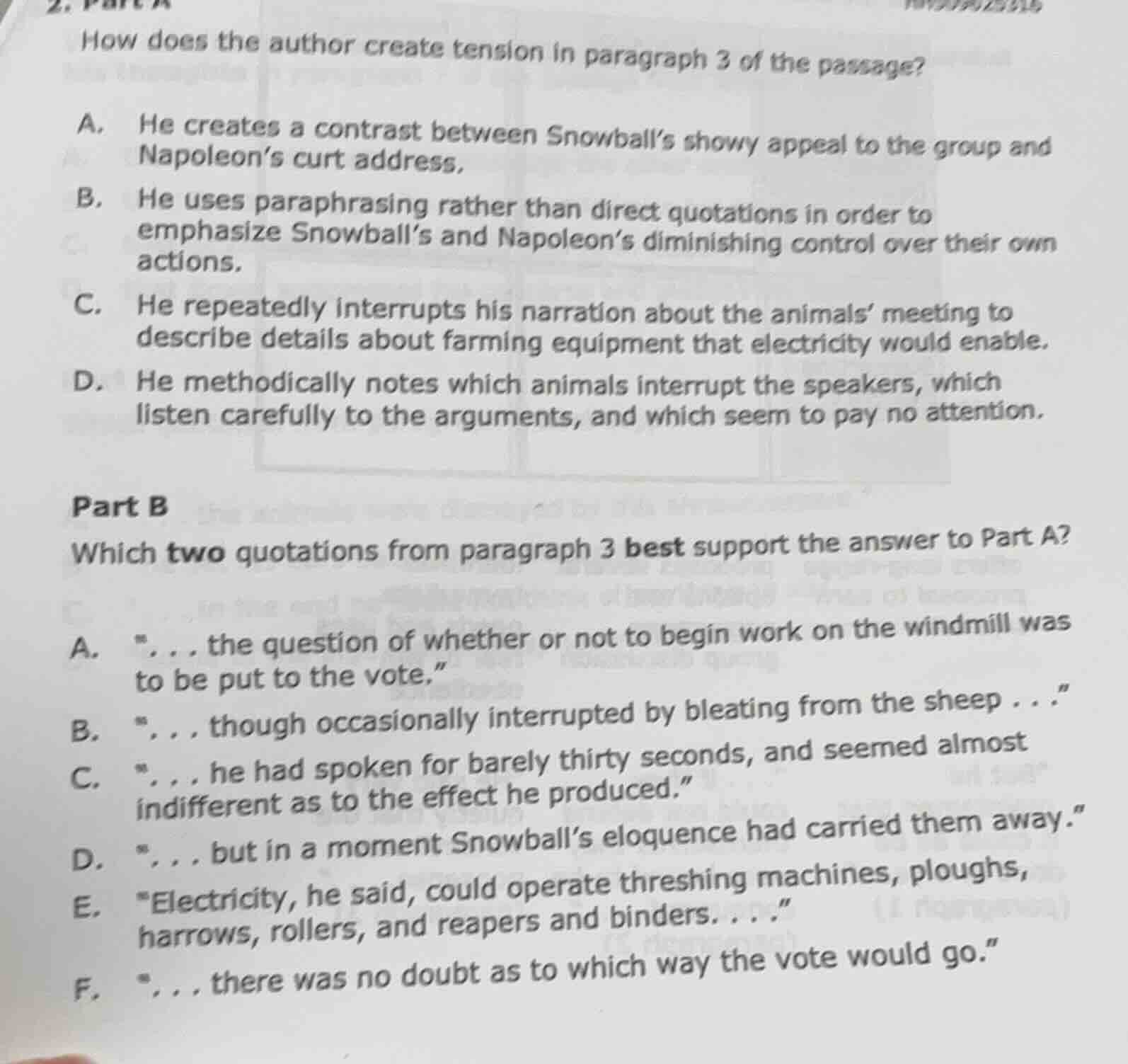2. part a how does the author create tension in paragraph 3 of the pass…