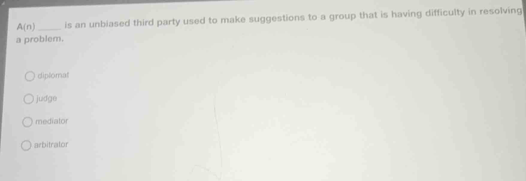 a(n) ____ is an unbiased third party used to make suggestions to a grou…