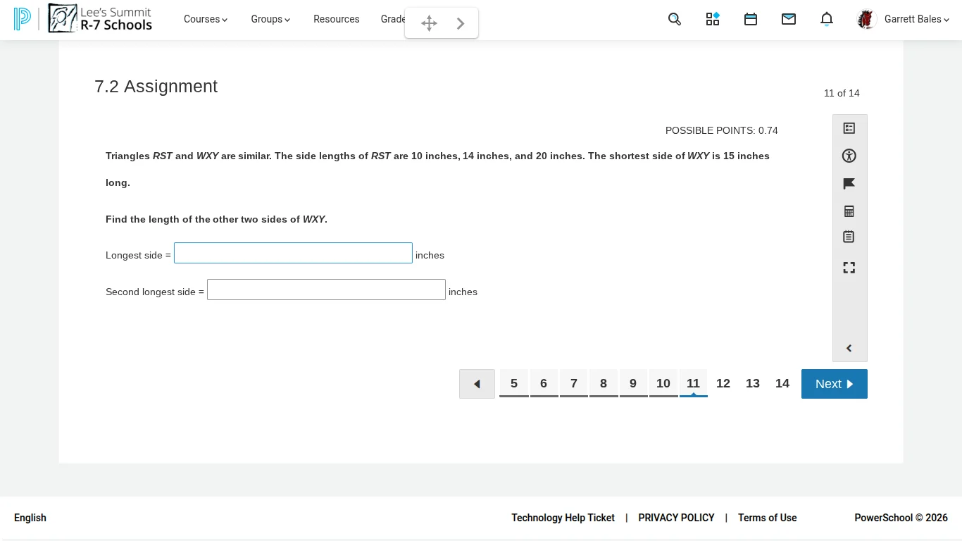 7.2 assignment possible points: 0.74 triangles rst and wxy are similar.…