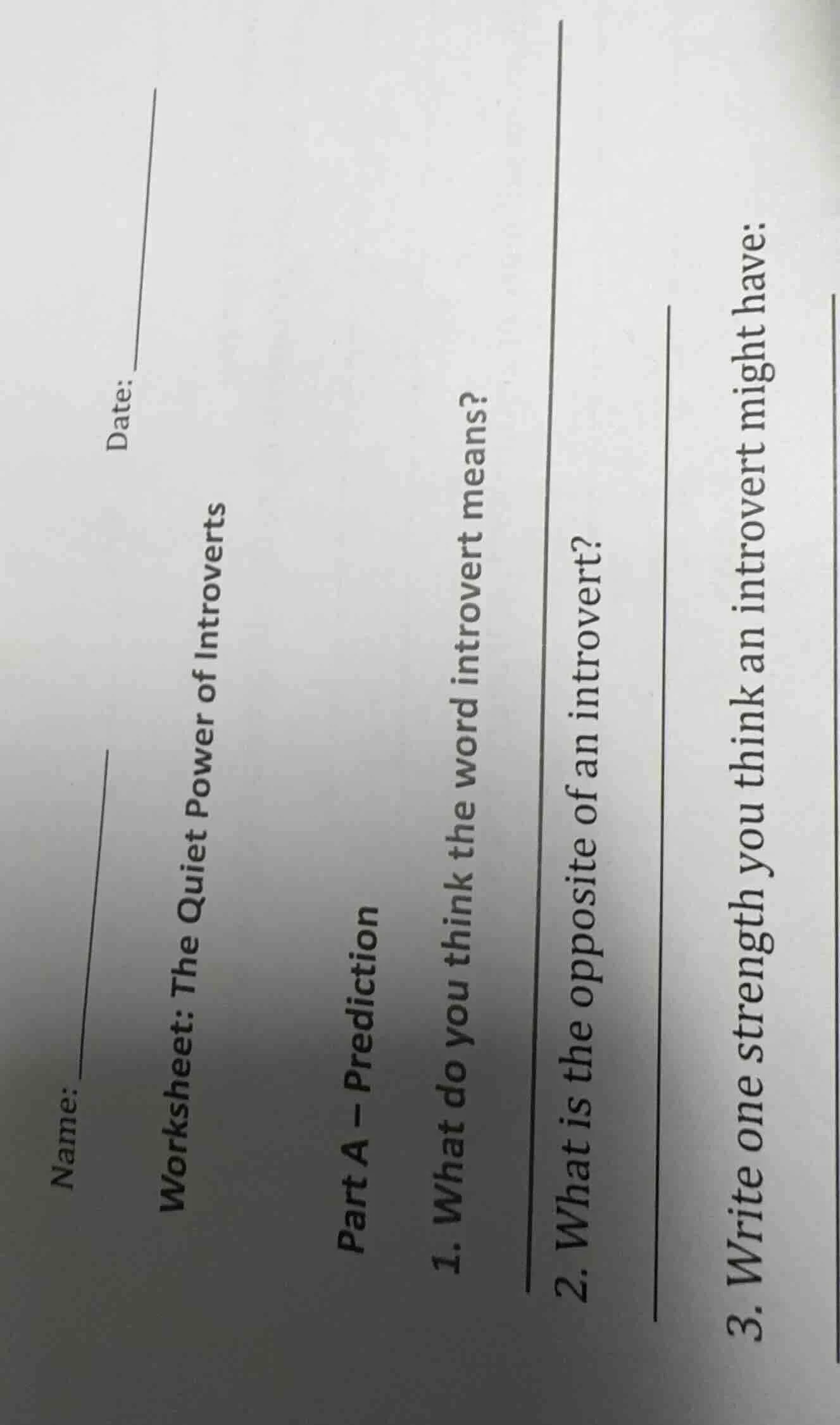 name: date: worksheet: the quiet power of introverts part a - predictio…