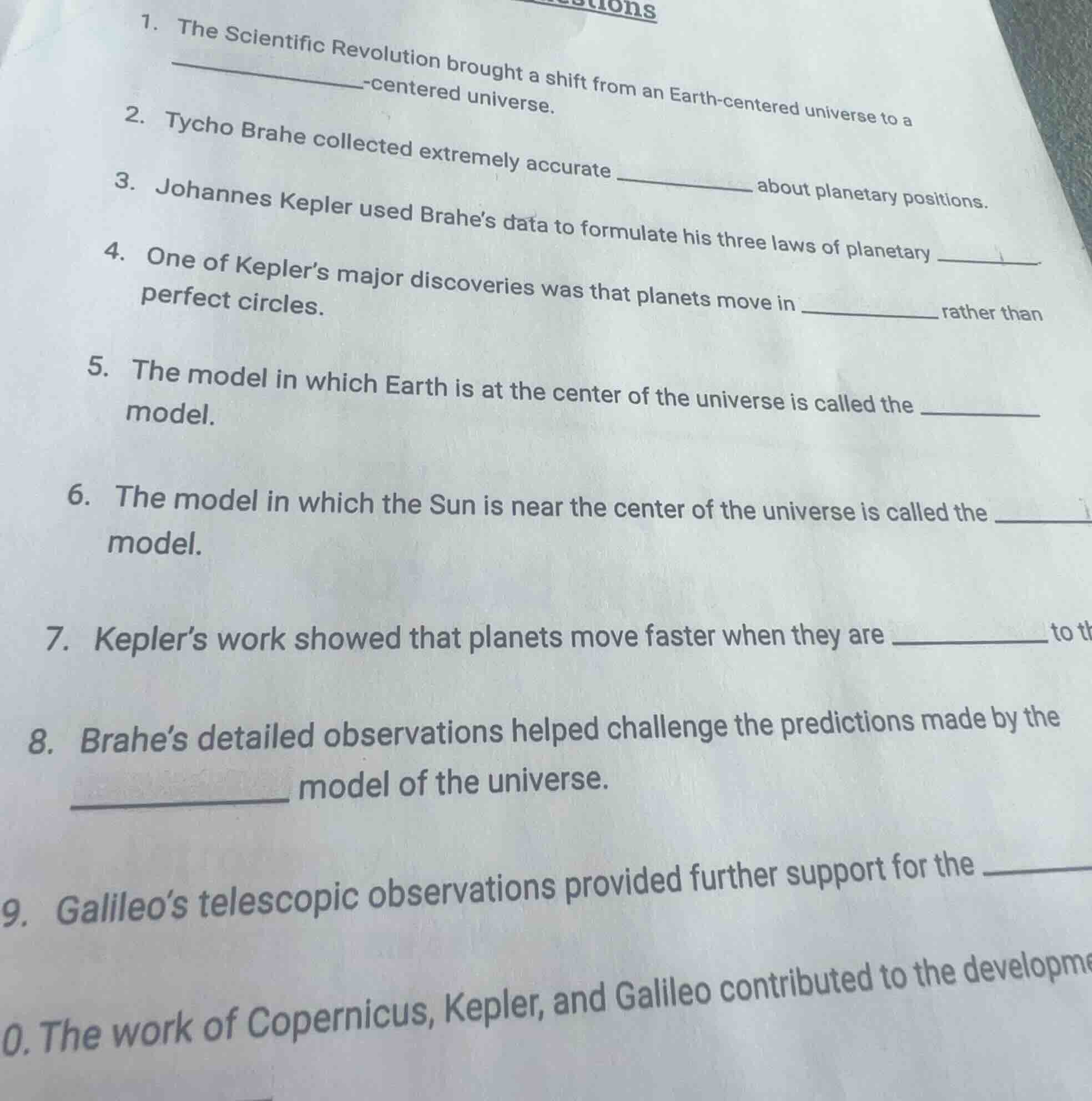 1. the scientific revolution brought a shift from an earth - centered u…