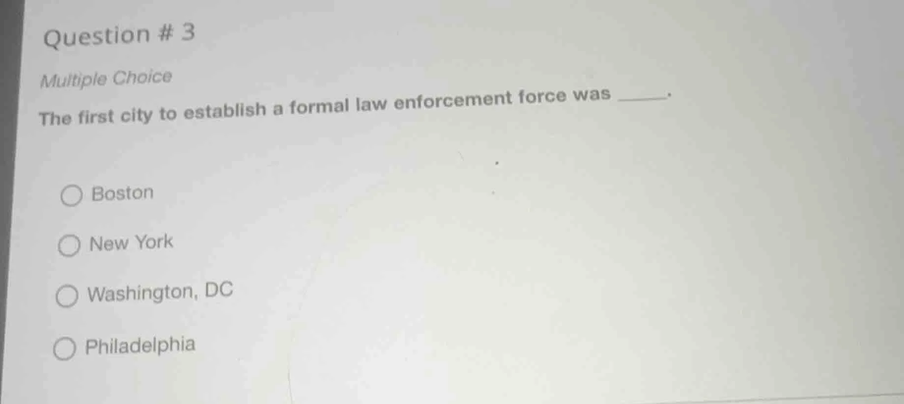 question # 3 multiple choice the first city to establish a formal law e…