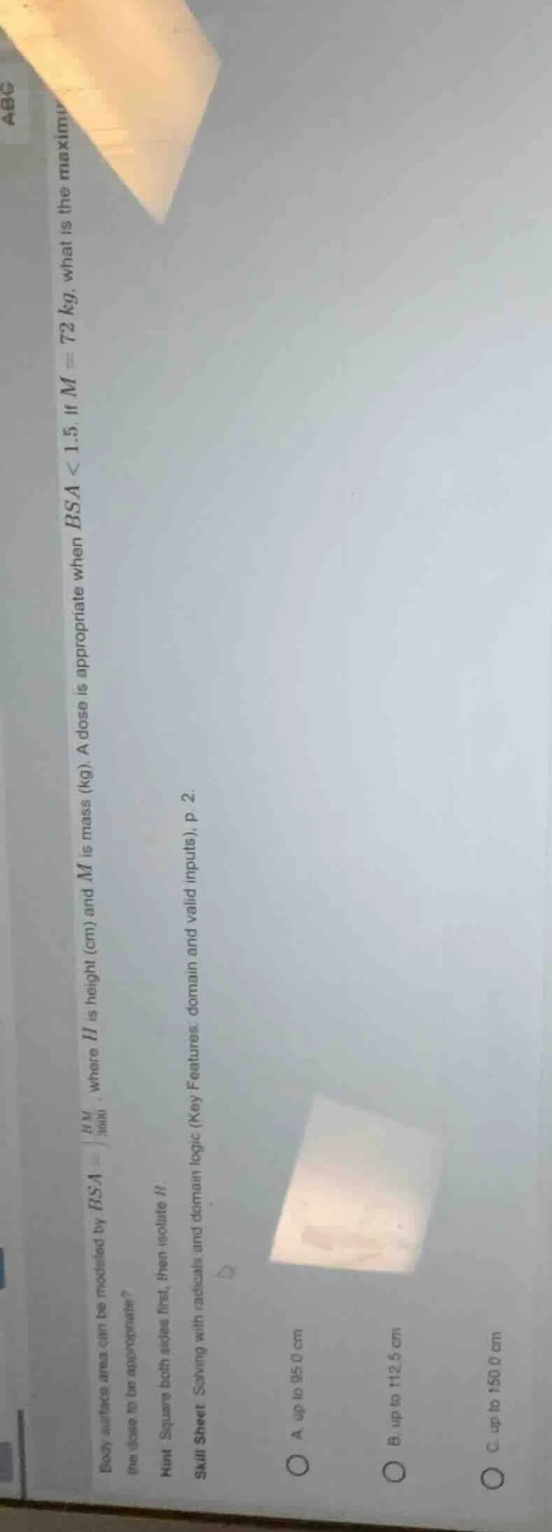 body surface area can be modeled by ( bsa = sqrt{\frac{hm}{3600}} ), wh…