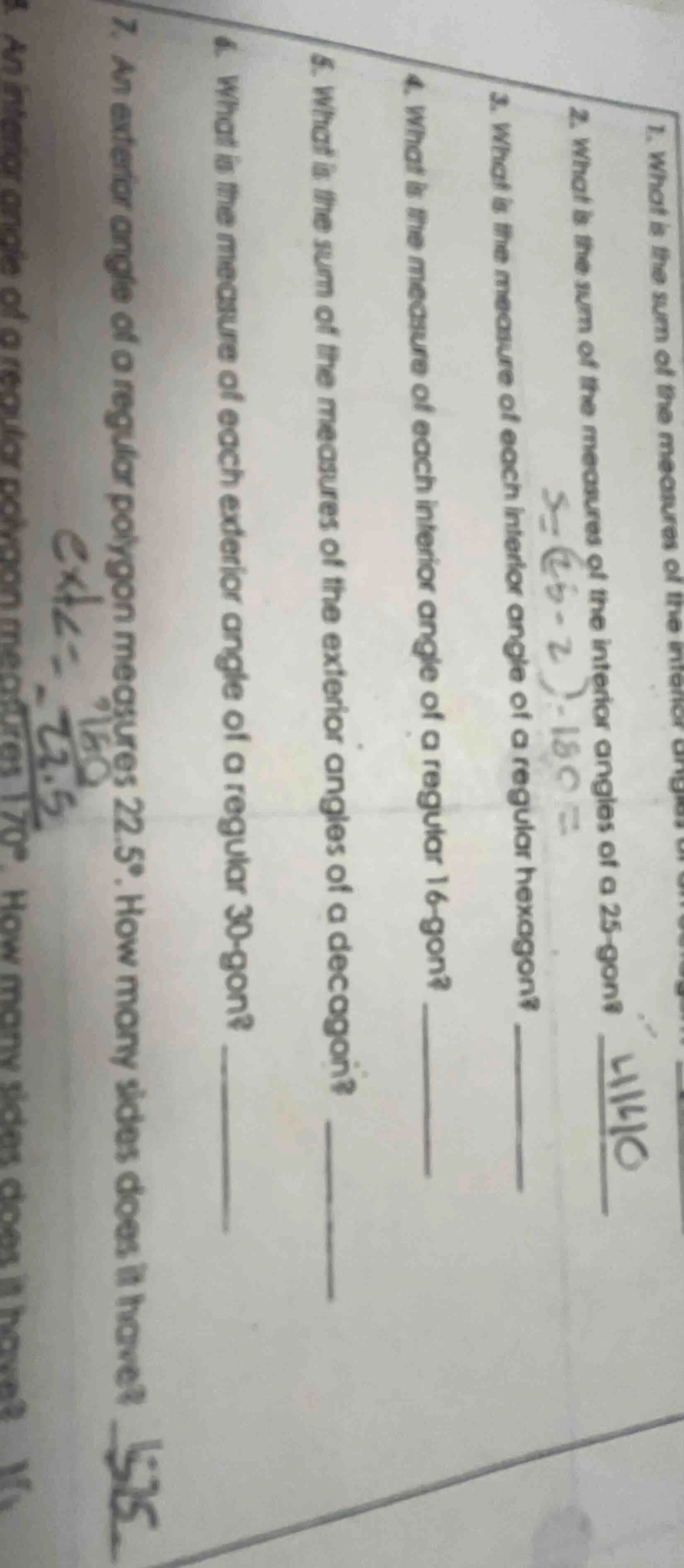 1. what is the sum of the measures of the interior angles 2. what is th…