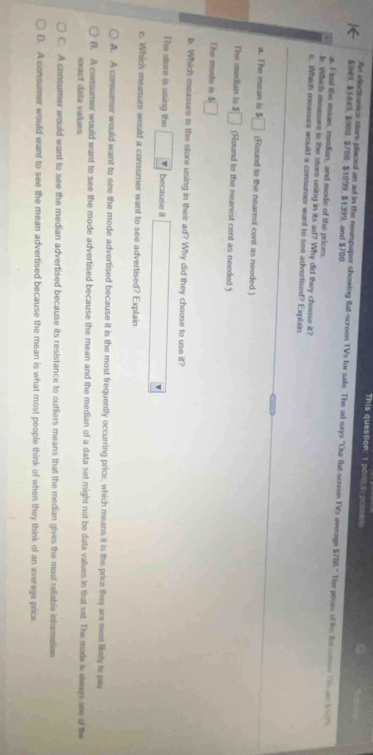 an electronics store placed an ad in the newspaper showing flat - scree…