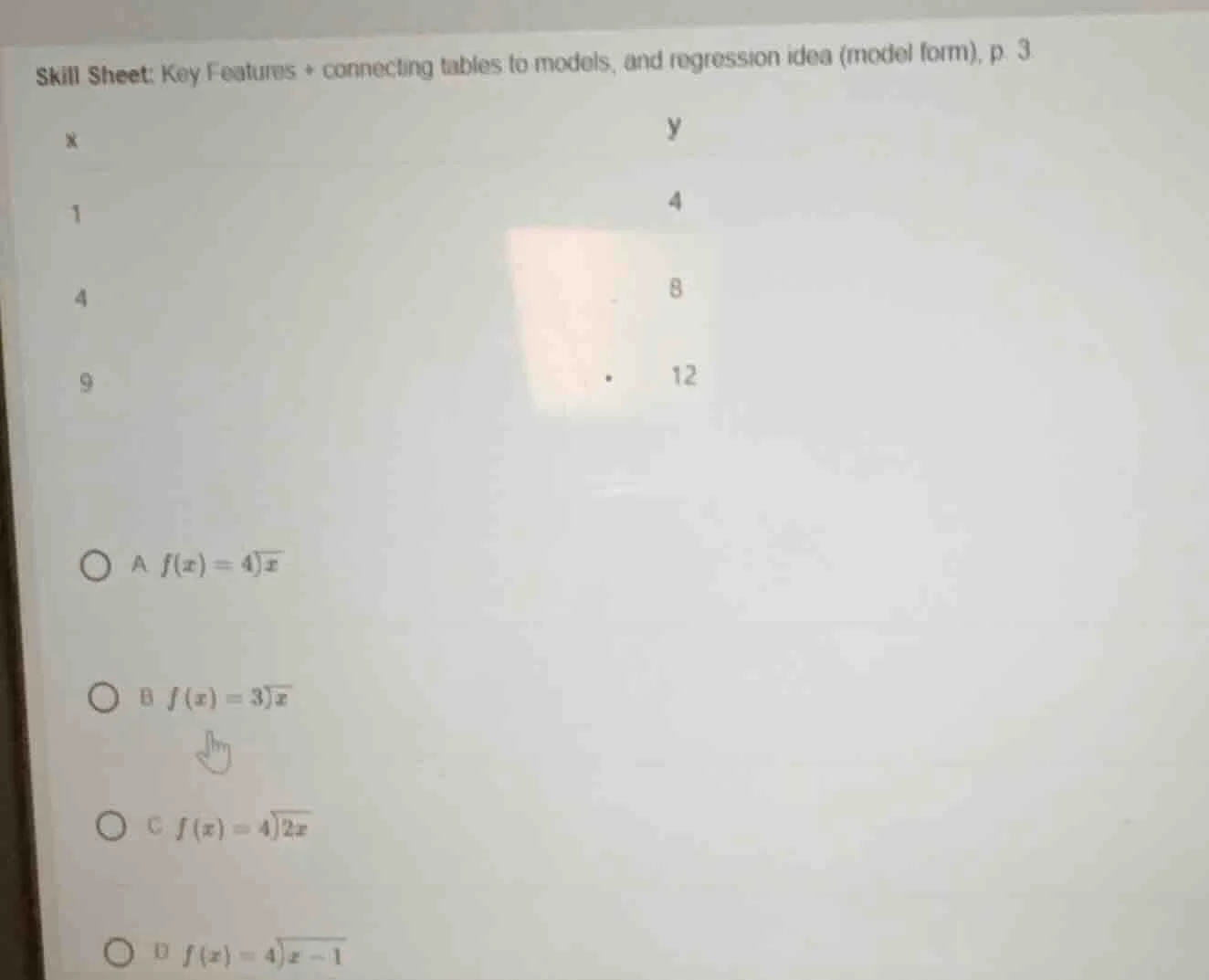 skill sheet: key features + connecting tables to models, and regression…