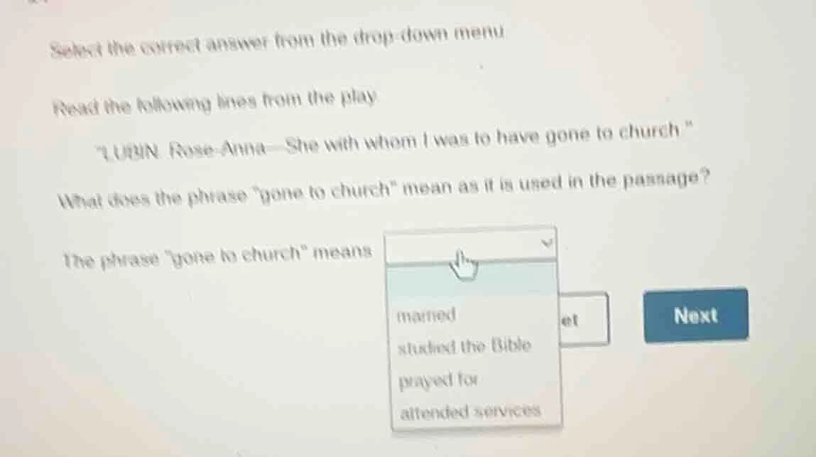 select the correct answer from the drop down menu read the following li…
