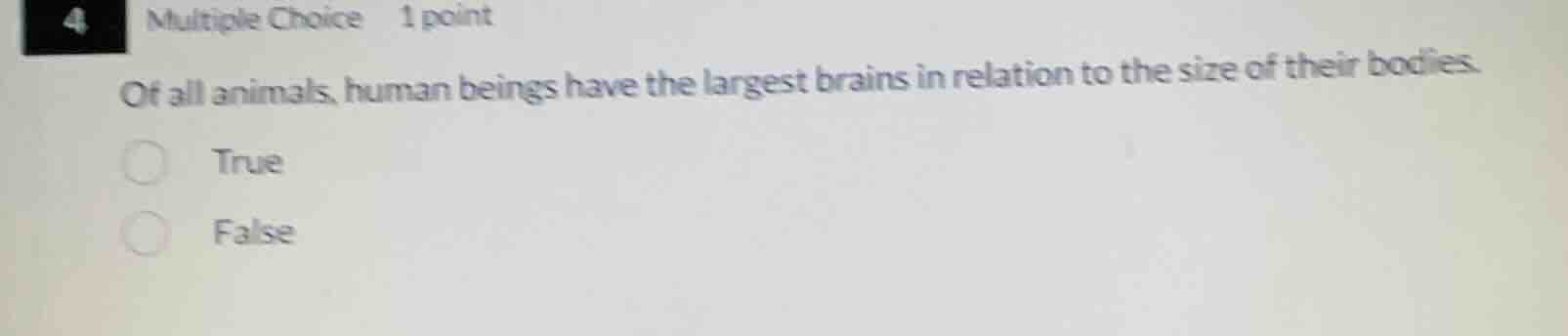 4 multiple choice 1 point of all animals, human beings have the largest…