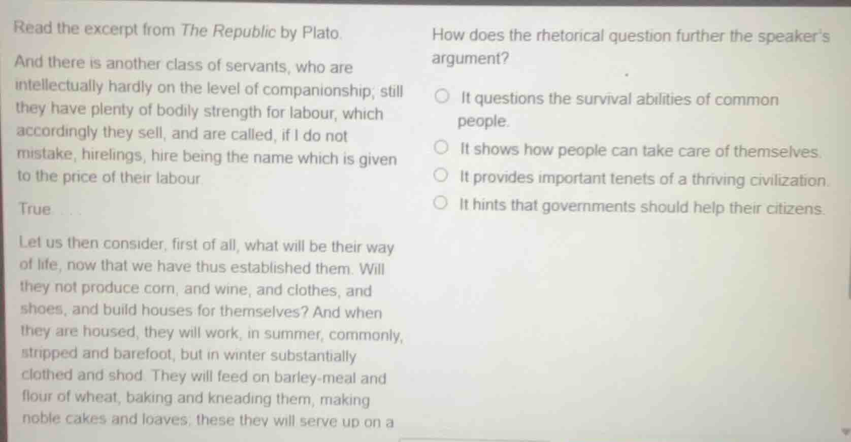 read the excerpt from the republic by plato. and there is another class…