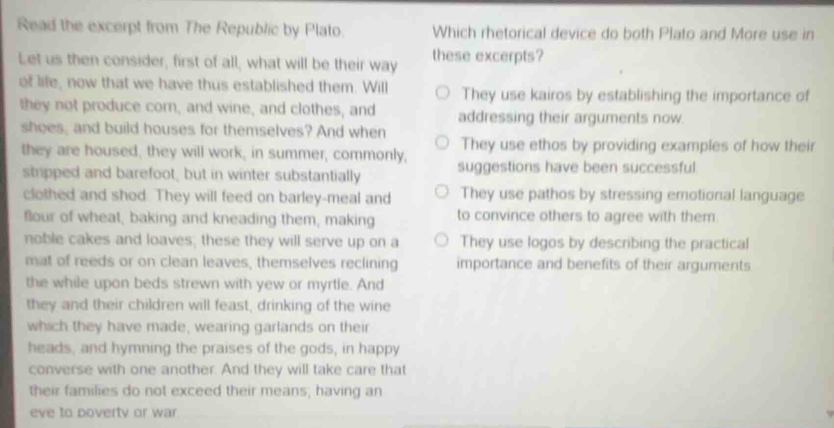 read the excerpt from the republic by plato. let us then consider, firs…