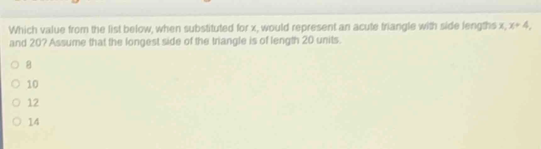 which value from the list below, when substituted for x, would represen…