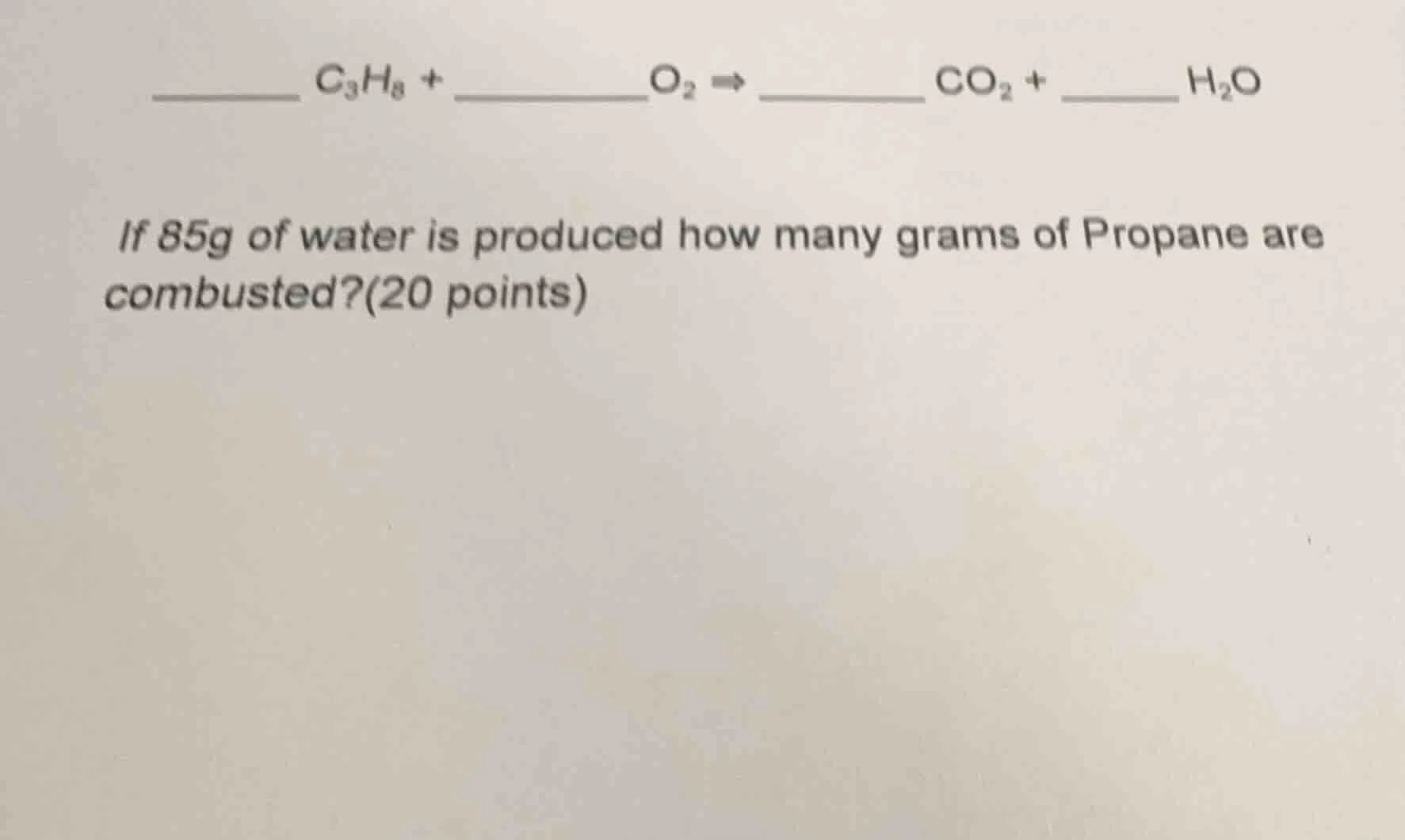 ______ $c_3h_8$ + _________$o_2$ $rightarrow$ _________ $co_2$ + ______…