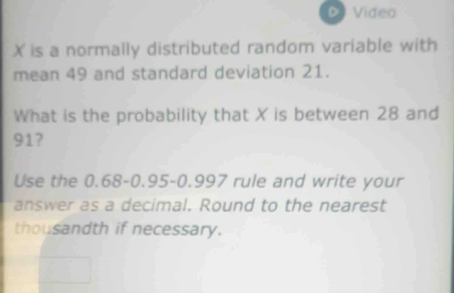 x is a normally distributed random variable with mean 49 and standard d…