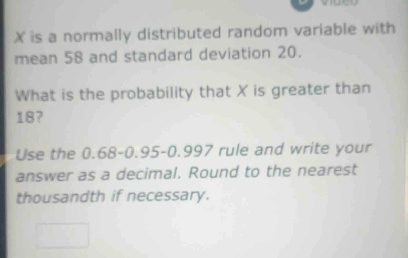 x is a normally distributed random variable with mean 58 and standard d…